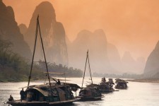 Junks Sailing the Li River, China