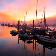 Juneau Boat Harbor at Sunset, Alaska