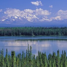 Willow Lake and Mount Wrangell, Wrangell Saint Elias National Park, Alaska